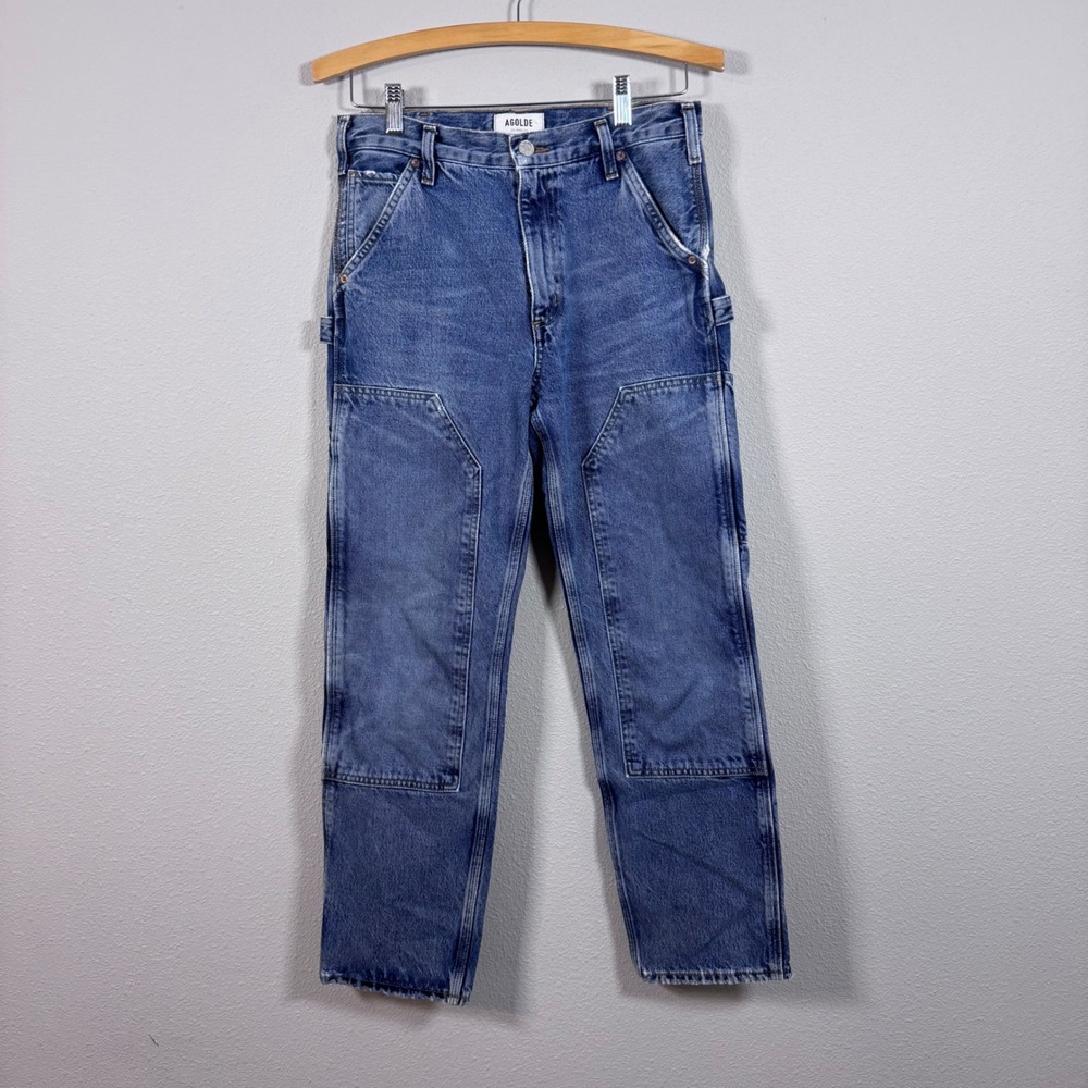 Agolde Rami Carpenter Jeans Blue Medium Wash Double Knee Utility Pants Size 25